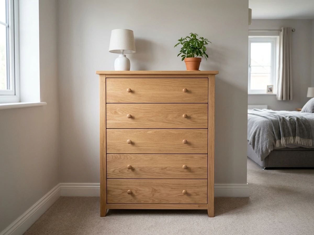 Assembled wooden chest of drawers